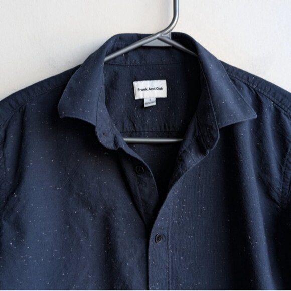 Frank and Oak Cotton Blue Speckled Button Down Shirt - Picture 2 of 4
